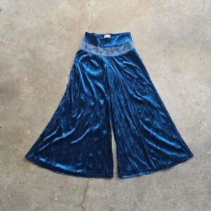 Vtg 90s Y2K Flares Indie Beaded Fairy Gypsy Rave Gauchos Capris Velvet Wide Leg